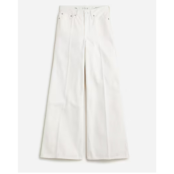 NWT J. Crew High Rise Super Wide Leg Jeans 27 27P P27 White Denim BX953 J.Crew - Picture 4 of 6